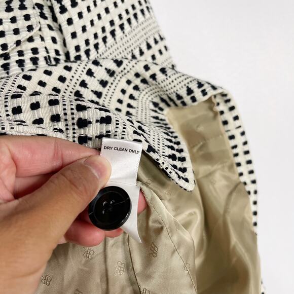 Banana Republic Womens 6 Black Ivory Heritage Safari Textured Blazer Jacket - Picture 8 of 9